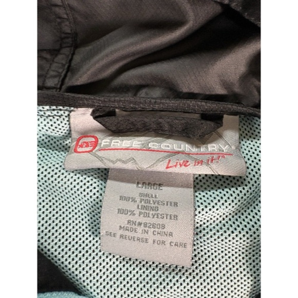 Free Country Windbreaker Jacket Women Large Black Blue Zipper Lightweight - Picture 3 of 7